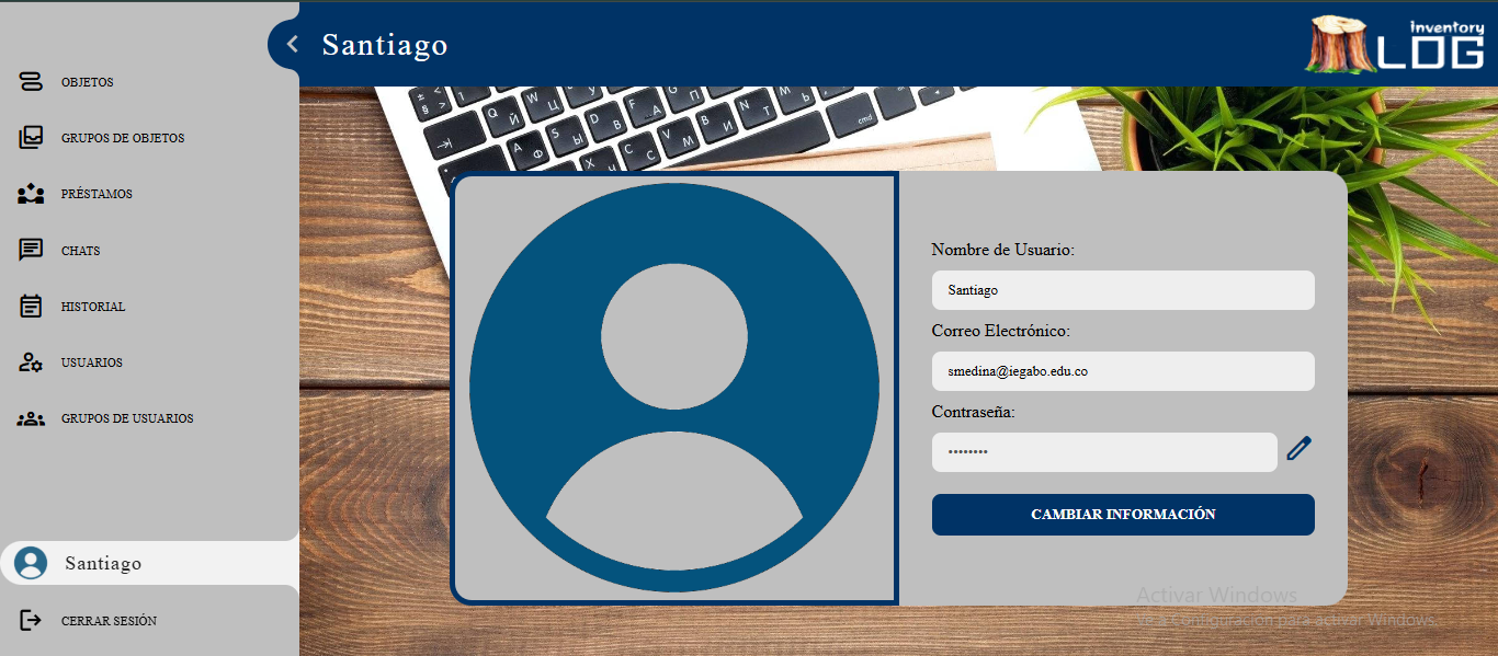 Gestión de cuenta en Log Inventory