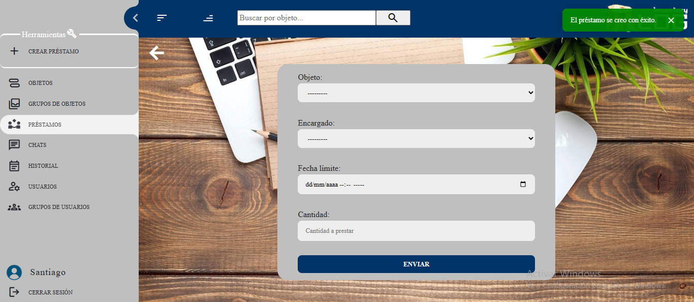Gestión de prestamos en Log Inventory